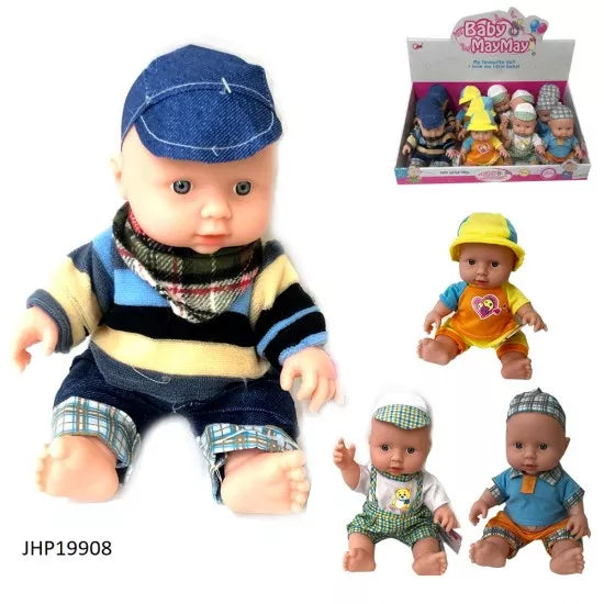 CASE OF 4 - BABY MAY MAY MUSICAL ASSORTED BOY  DOLL - 12 DOLLS PER BOX