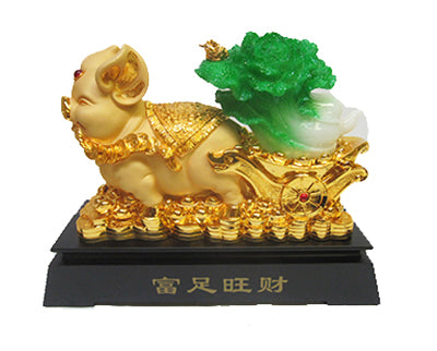 GOLD PIG CARRYING CABBAGE & MONEY TOAD