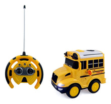 Load image into Gallery viewer, School Bus RC Toy Car For Kids With Steering Wheel Remote, Lights And Sounds
