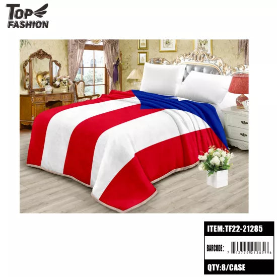 CASE OF 8 - QUEEN SIZE PUERTO RICO FLAG BLANKET