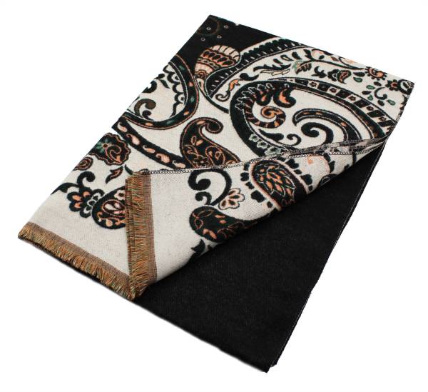 Double Layered Winter Soft Large Paisley Cashmere Feel Thick Scarf Shawl
