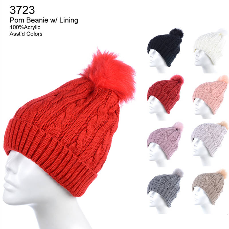 12-pack Wholesale Beanie Hat Winter Pompom Knit Hat #3723
