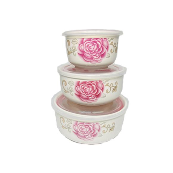 3PC BOWL SET W/FLOWER ASSORTED DESIGN
