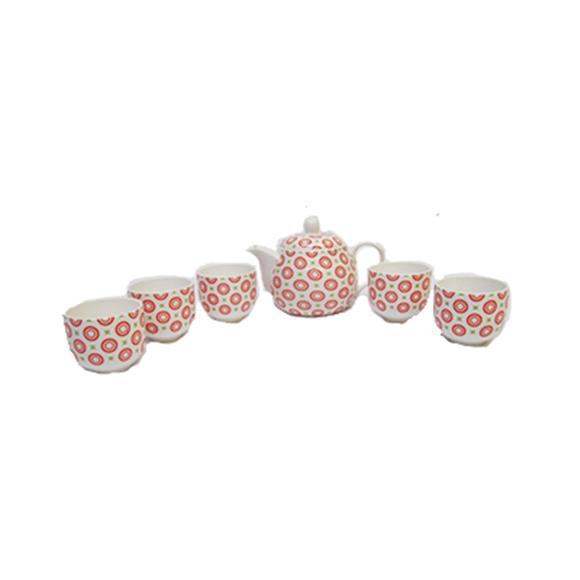 TEA SET W/RED CIRCLES