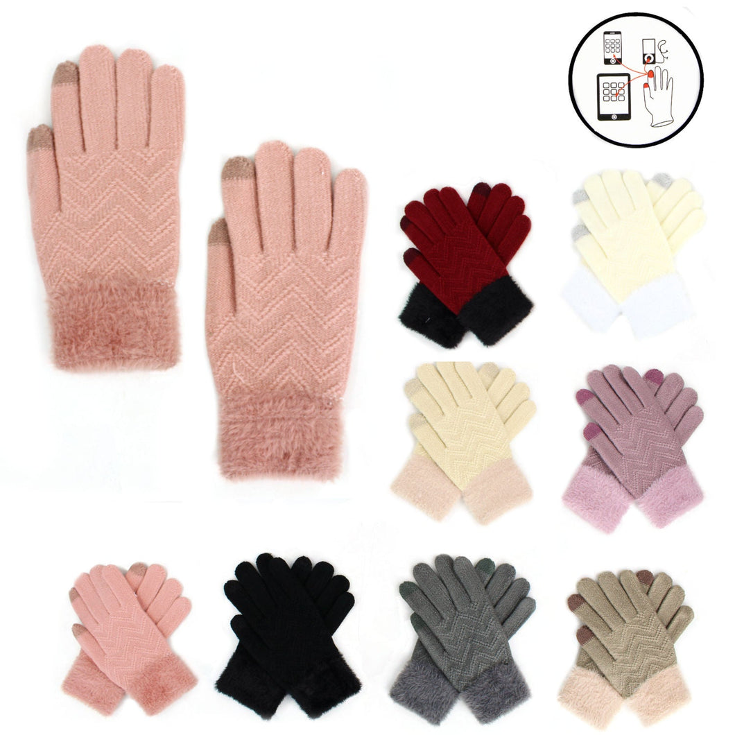 12-pack Wholesale Knitted Women's Winter Texting Gloves Touch Screen