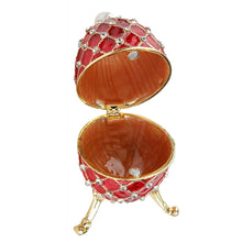 Load image into Gallery viewer, Swarovski Crystals Red Nested Faberge style Egg Decorative Hinged Jewelry Trinket Box (MINIMUM OF 2)
