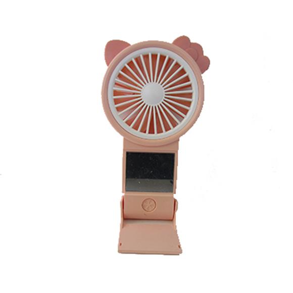 FOLDABLE PERSONAL MINI FAN PINK (3 SPEED LEVEL, MIRROR,USB CHARGE)