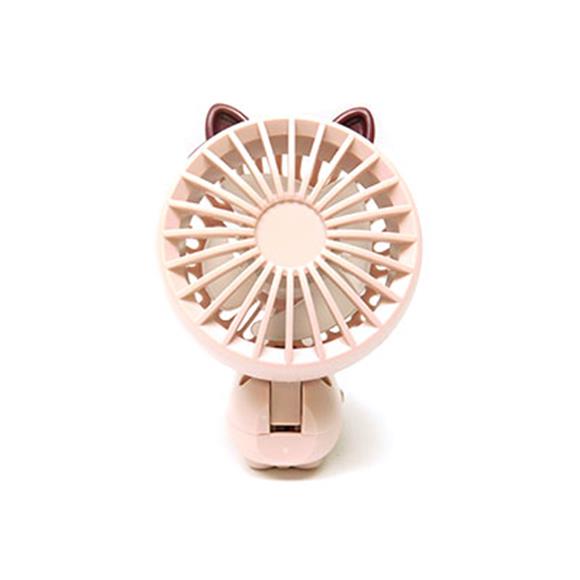 ″ RECHARGEABLE PORTABLE MINI FAN 2 SPEED/FOLDABLE CAT DESIGN TAN