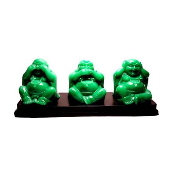 3 GREEN SITTING BUDDHA