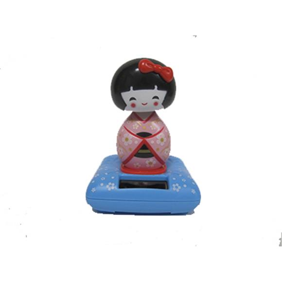 SOLAR POWER GEISHA DOLL IN PINK BOBBLE HEAD