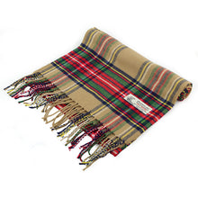 Load image into Gallery viewer, Plaid Cashmere Feel Scarf 12-pack Camel
