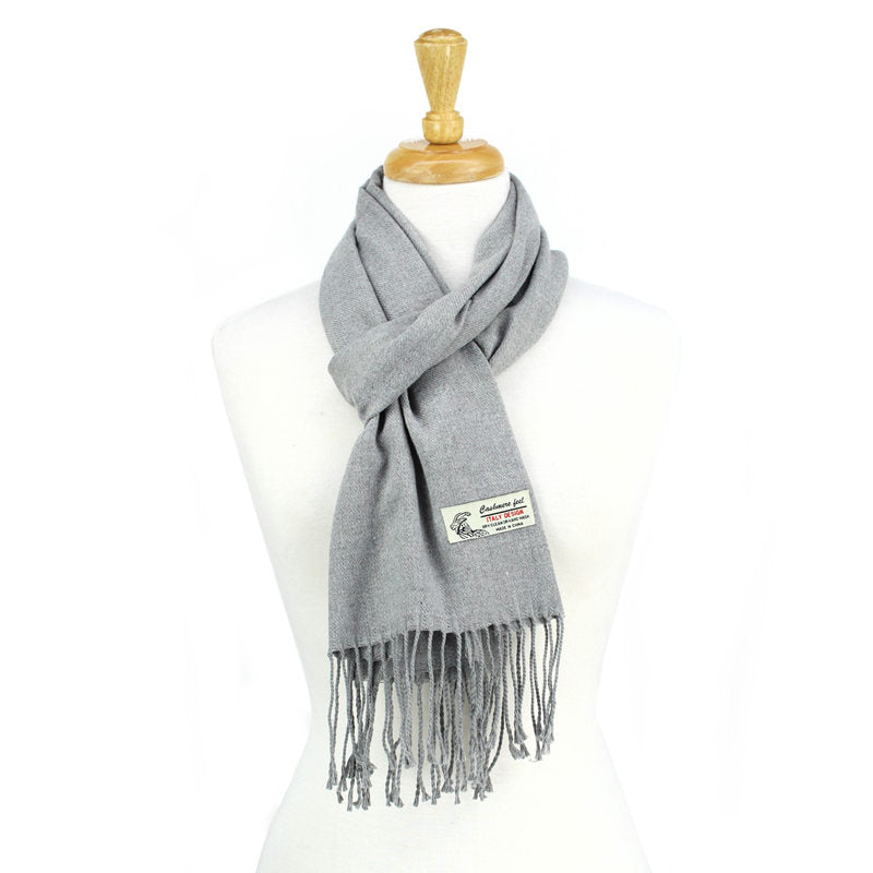 Solid Color Cashmere Feel Scarf 12-pack Light Grey