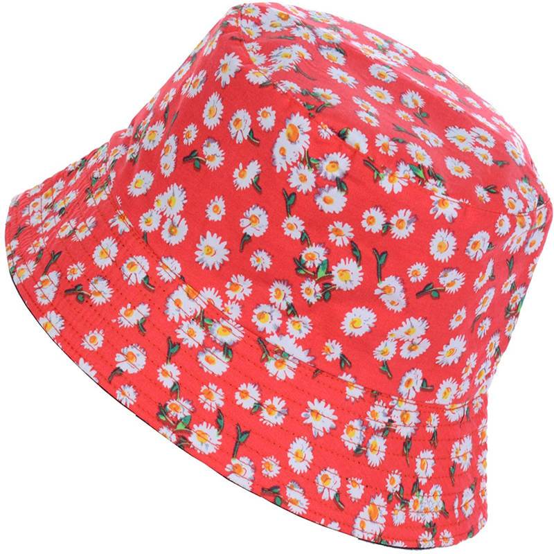 Reversible Printed Bucket hat - red