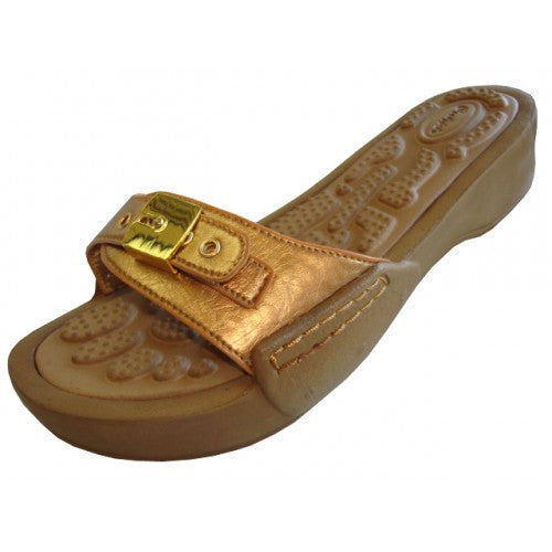Wholesale Women's Slide Sandal with Buckle (*Gold Color)