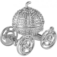 Load image into Gallery viewer, Silver Crystal Studded Small Cinderella Pumpkin Coach Figurine carriage  (MINIMUM OF 2)
