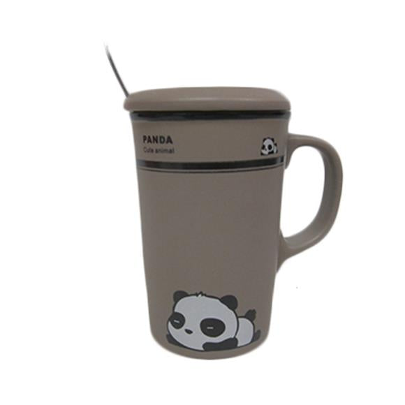 4.25″x5.5″ CERAMIC CUP W/ CARTOON PANDA IN BROWN