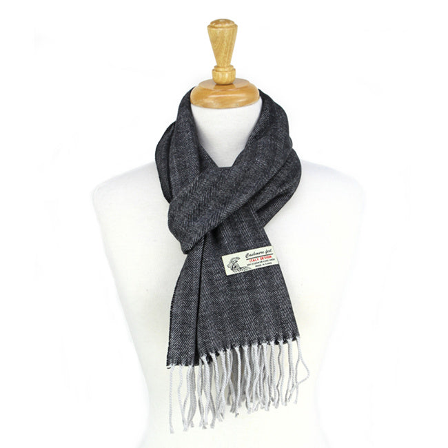 Herringbone Cashmere Feel Scarf 12-pack Grey