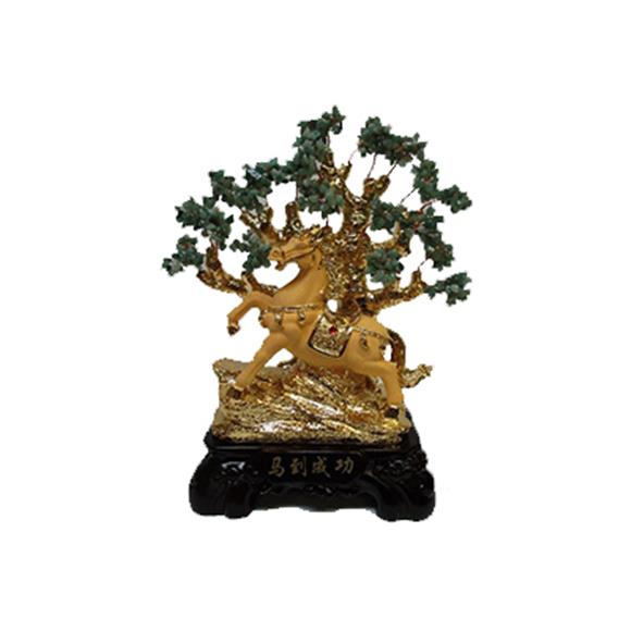 GOLD HORSE W/JADE TREE