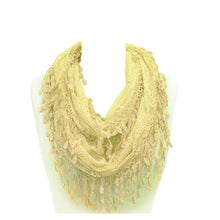 Load image into Gallery viewer, Fashion Lace Tassel Sheer Infinity Lightweight Scarf

