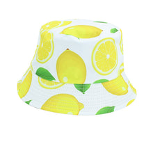 Load image into Gallery viewer, Reversible Lemon Printed Bucket Hat White
