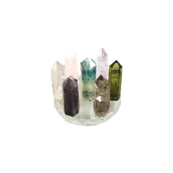 7 GEMSTONE STICK SET W/CRYSTAL BASE