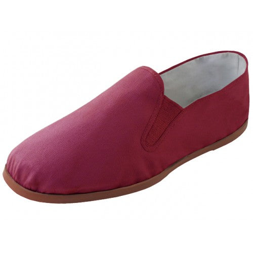 Wholesale Men's Slip on Twin Gore Cotton Upper with Rubber Out Sole Kung Fu Shoes (*Maroon Color)