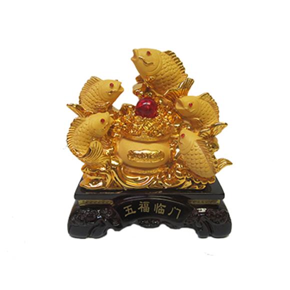 5 GOLD FISH W/TREASURE POT