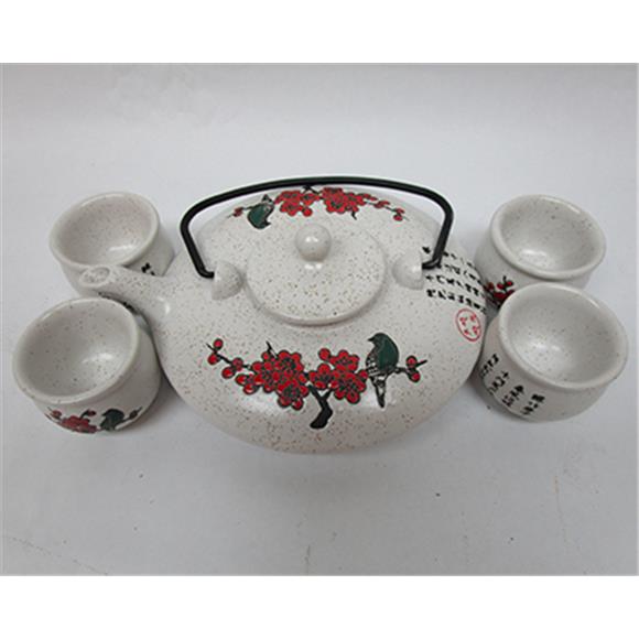 FLAT SHAPE TEASET W/FLOWER & BIRDS