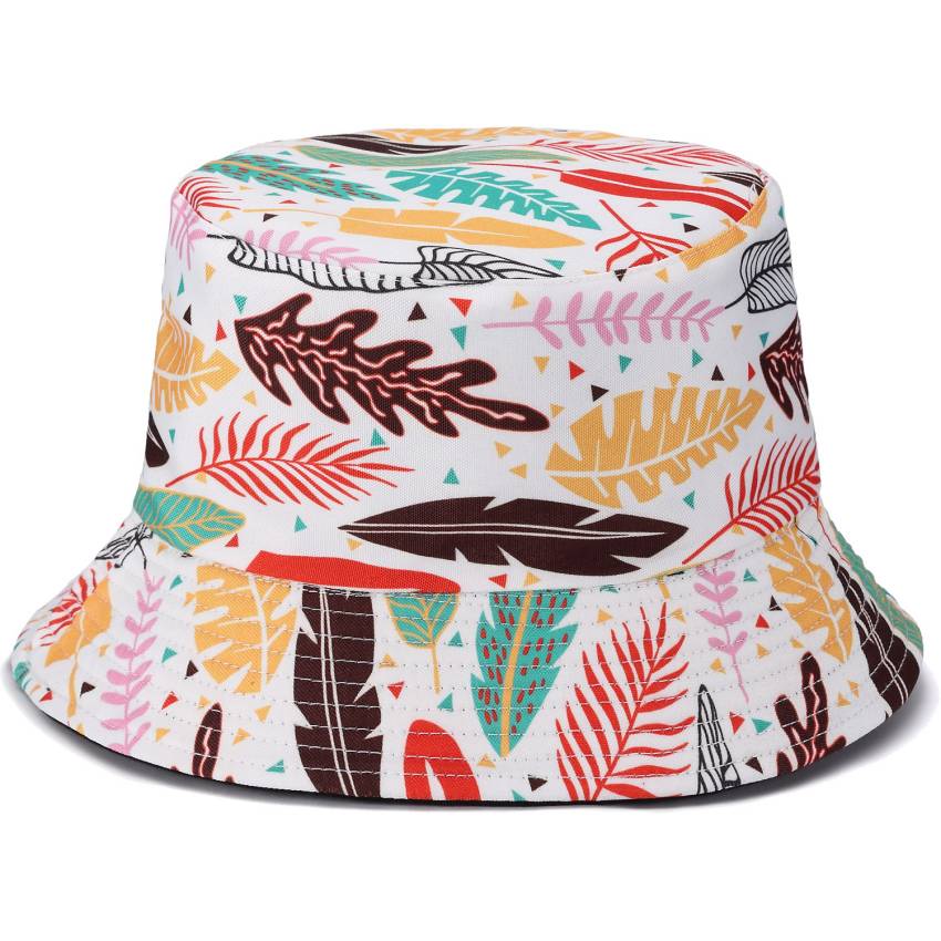 Reversible Printed Bucket hat White