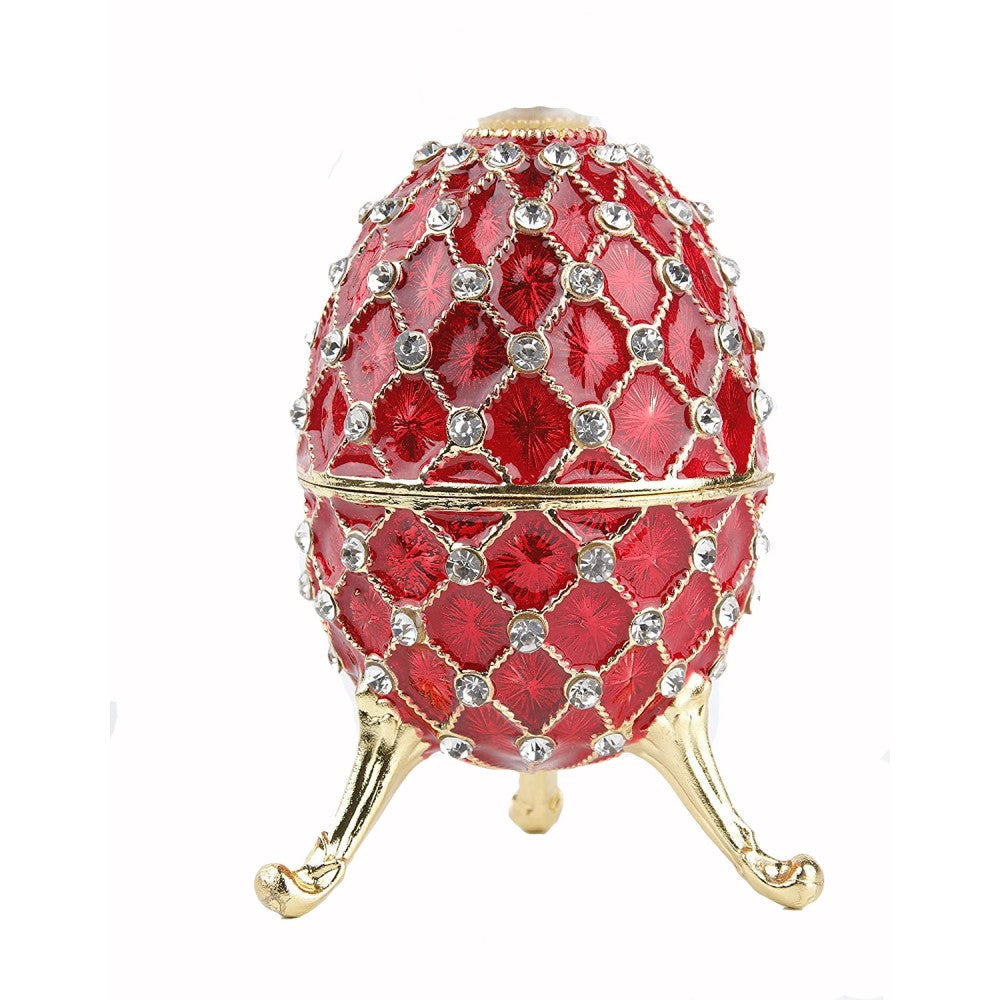 Swarovski Crystals Red Nested Faberge style Egg Decorative Hinged Jewelry Trinket Box (MINIMUM OF 2)