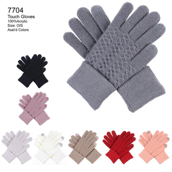 12-pack Wholesale Knited Women's Winter Texting Gloves Touch Screen #7704