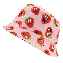 Load image into Gallery viewer, Reversible Straw Berry Printed Bucket Hat
