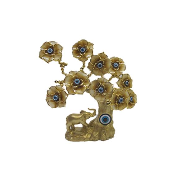 GOLD FLOWER W/BLUE EYES & ELEPHANT