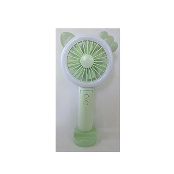 FOLDABLE PERSONAL MINI FAN GREEN (3 SPEED LEVELS, LIGHT, REMOVABLE BASE, PHONE HOLDER,USB CHARGE)