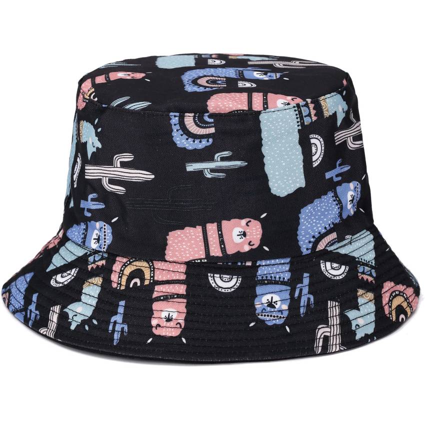 Reversible Printed Bucket hat Black