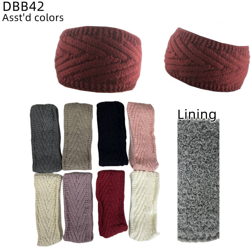 12-pack Women's Cable Knitted Fuzzy Lined Warm Headbands