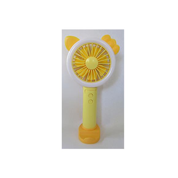 FOLDABLE PERSONAL MINI FAN YELLOW (3 SPEED LEVELS, LIGHT, REMOVABLE BASE, PHONE HOLDER,USB CHARGE)