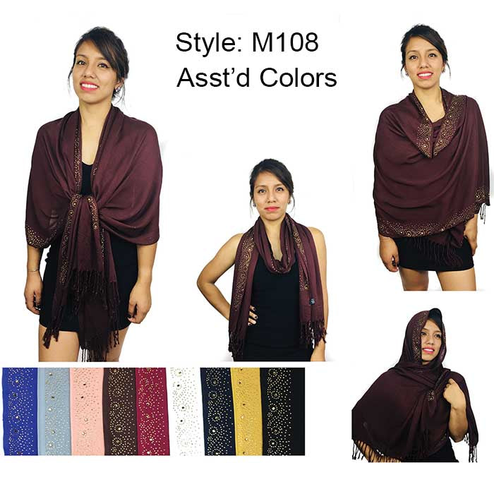Fashion Rhinestones Lightweight Scarves  (Sold by Dozen)