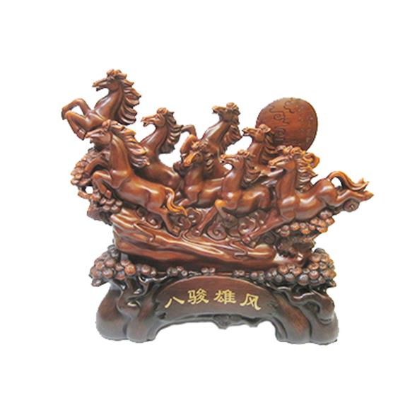 8 RUNNING HORSES IN WOOD COLOR