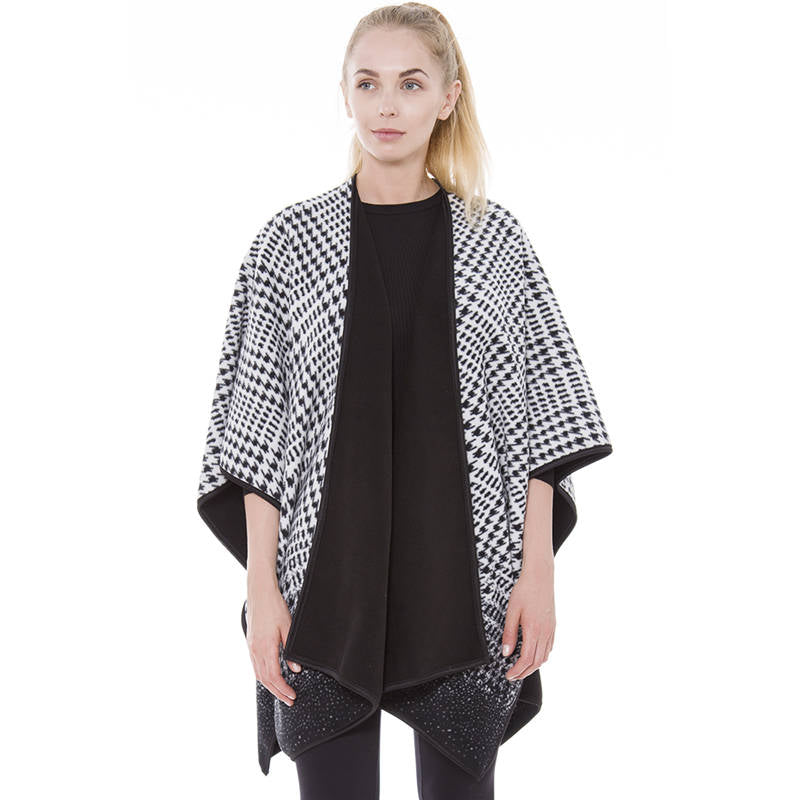 Fleece Poncho Wrap Ruana - Black