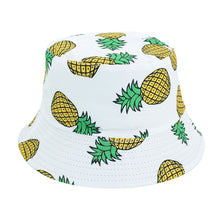 Load image into Gallery viewer, Reversible Pineapple Printed Bucket Hat- White
