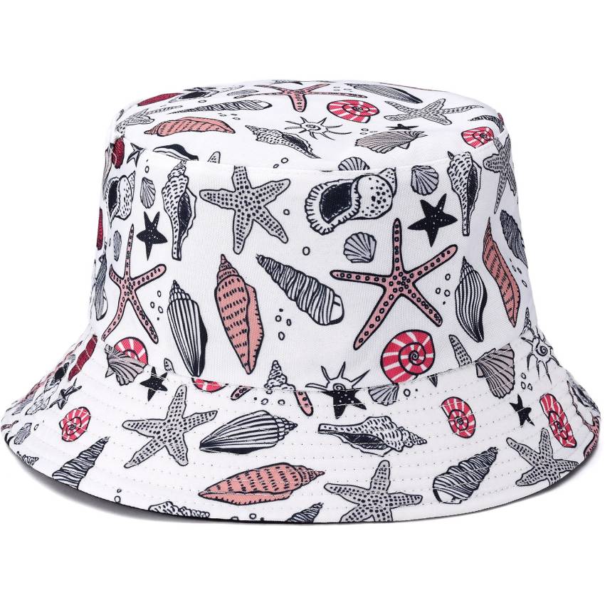 Reversible Printed Bucket hat White