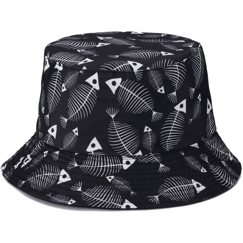 Reversible Printed Bucket hat Black