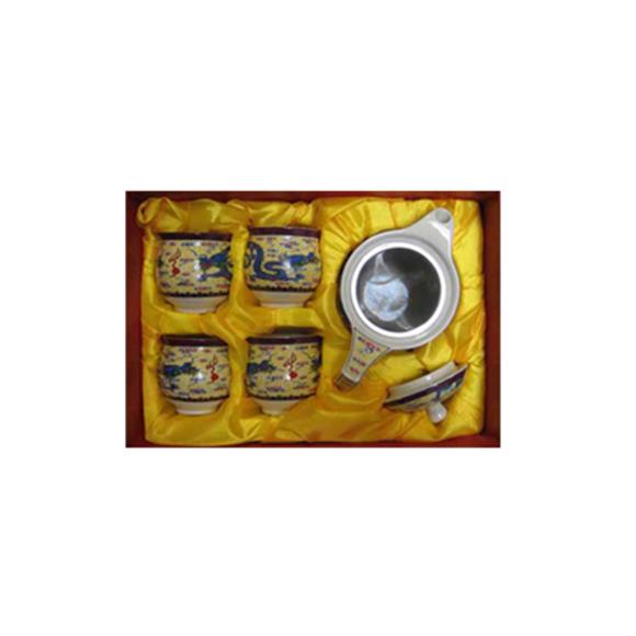 TEASETS,YELLOW W/BLUE DRAGON