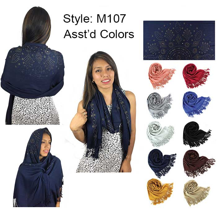 Fashion Rhinestones Lightweight Scarves  (Sold by Dozen)