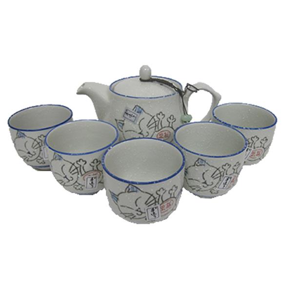 BLUE LUCKY CAT TEA SET