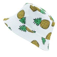 Load image into Gallery viewer, Reversible Pineapple Printed Bucket Hat- White
