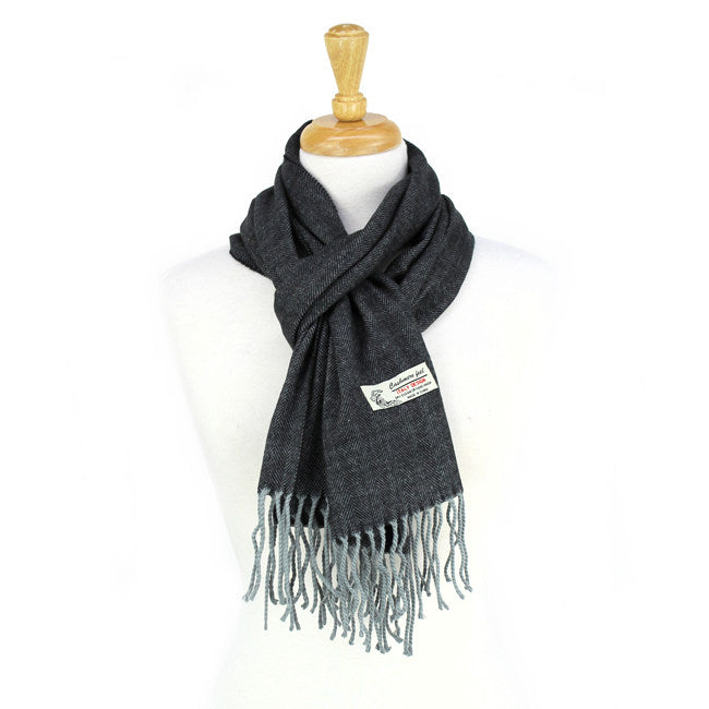 Herringbone Cashmere Feel Scarf 12-pack Dark Grey