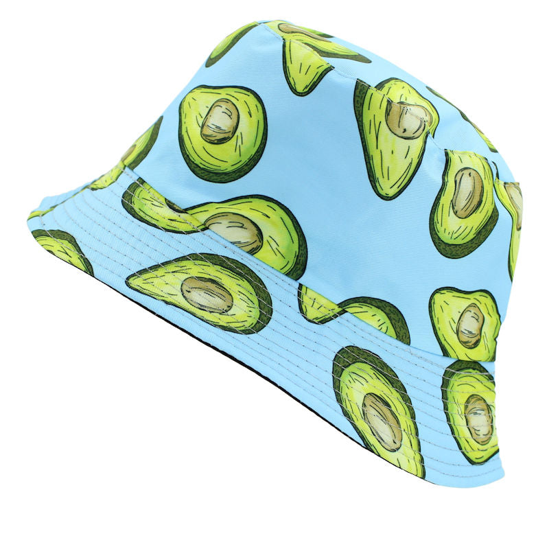 Reversible Avocado Printed Bucket Hat Blue