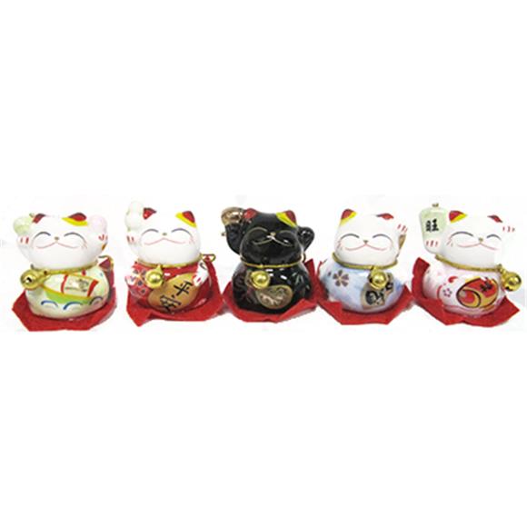 5PC CERAMIC LUCKY CAT SET